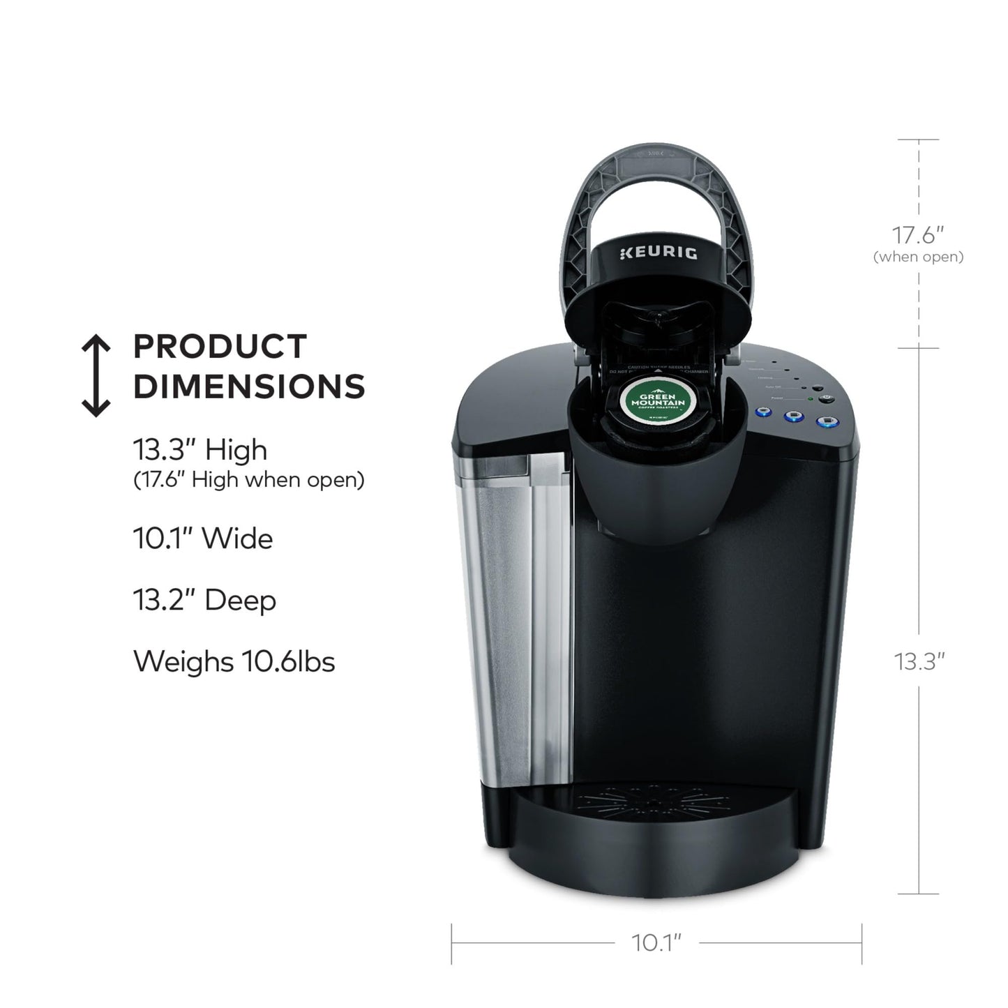 Keurig K-Classic Single Serve K-Cup Pod Coffee Maker, with 3 Brew Sizes