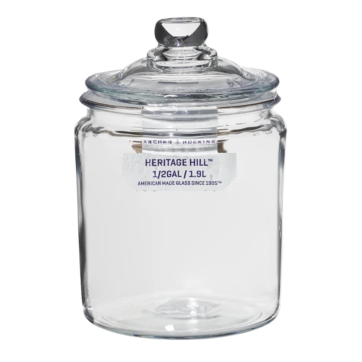 Anchor Hocking Heritage Hill Glass Jar with Lid, 1/2 Gallon