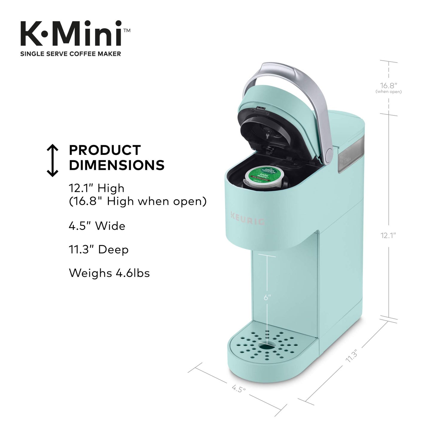 Keurig K-Mini Single Serve K-Cup Pod Coffee Maker, 6 to 12oz Brew size