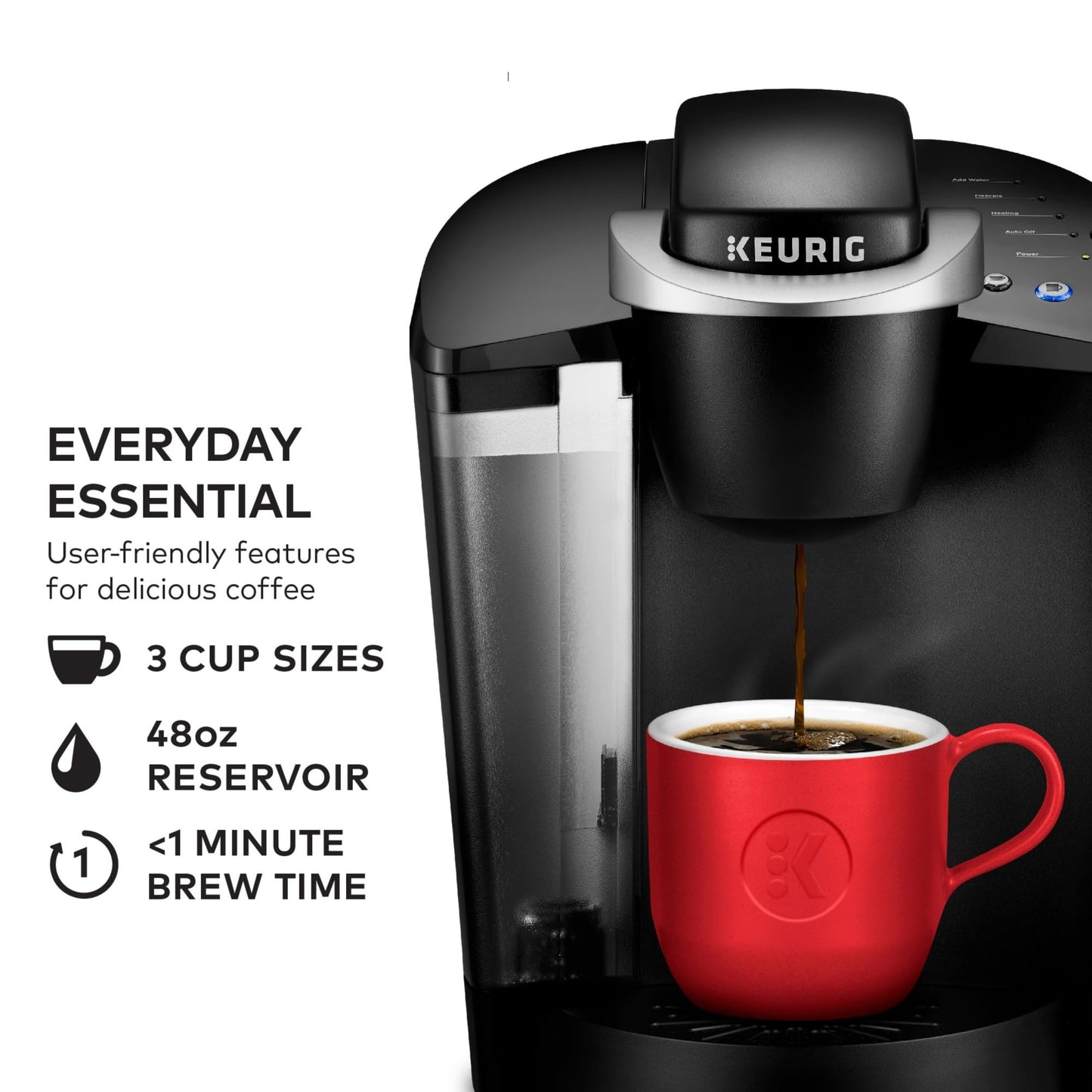 Keurig K-Classic Single Serve K-Cup Pod Coffee Maker, with 3 Brew Sizes