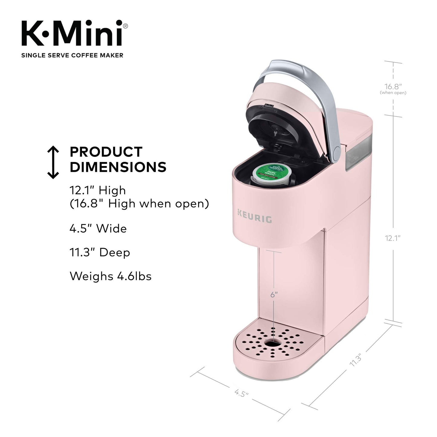 Keurig K-Mini Single Serve K-Cup Pod Coffee Maker, 6 to 12oz Brew size