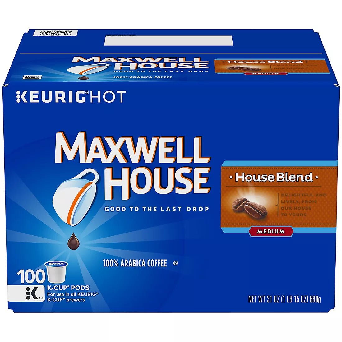 Maxwell House - House Blend Medium Roast, K-Cup Coffee Pods Capsules, 100 ct.