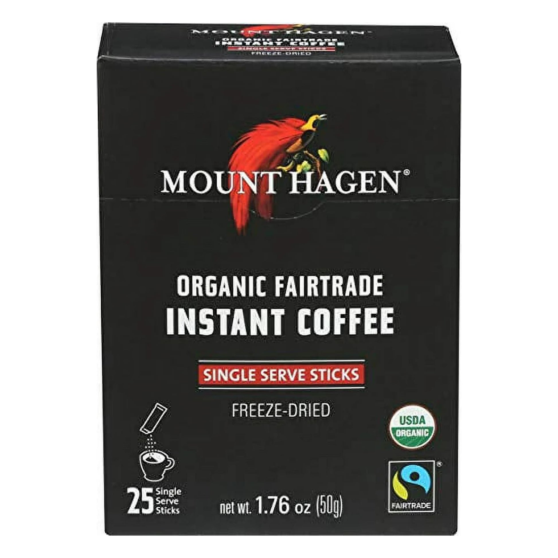 Mount Hagen Organic Fairtrade Instant Single Serve Coffee Sticks, 25 ct.