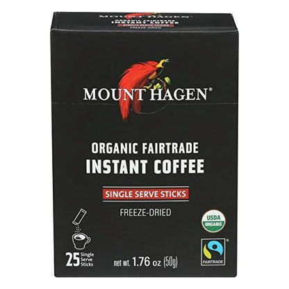 Mount Hagen Organic Fairtrade Instant Single Serve Coffee Sticks, 25 ct.