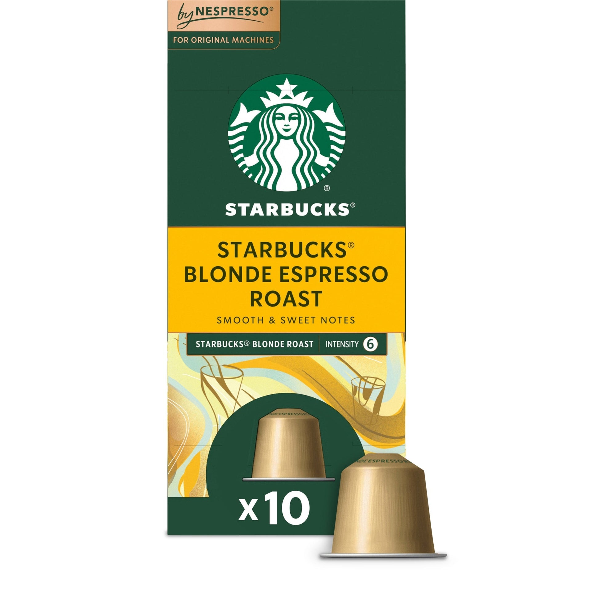 Starbucks by Nespresso Blonde Espresso Roast Coffee Pods for Original Machines, Intensity 6, 10 ct.