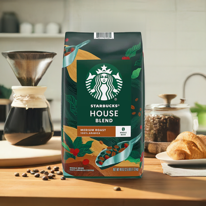 Starbucks House Blend Medium Roast Whole Bean Coffee, 40 oz.