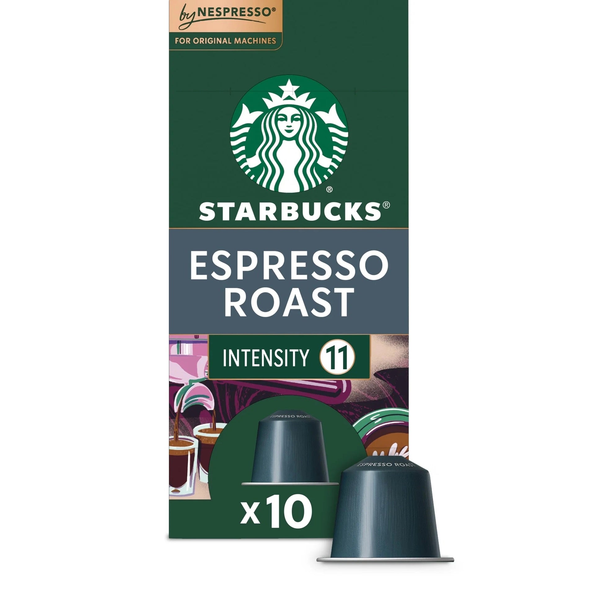 Starbucks by Nespresso Espresso Roast Coffee Pods for Original Machines, Intensity 11, 10 ct.