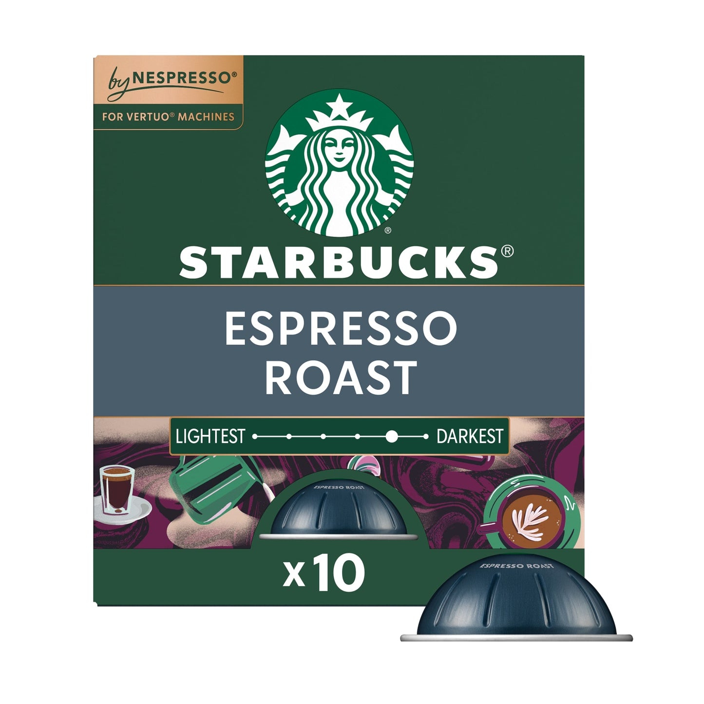 Starbucks by Nespresso Espresso Roast Coffee Pods for Vertuo Machines, 10 ct.